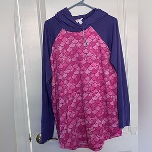 LulaRoe  sz XL Amber hoodie pullover  top Mermaid print pink purple NWT